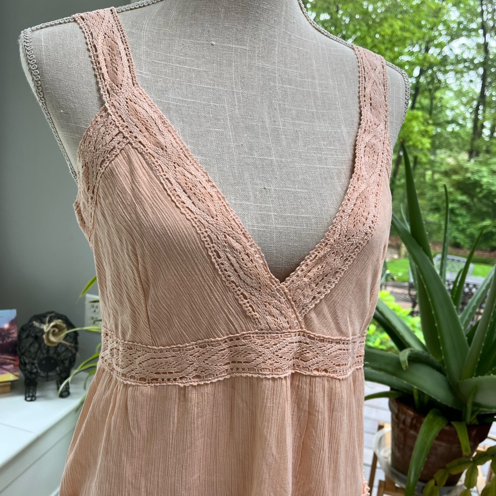 Chaudry Peach gauze tiered dress - Picture 2 of 6
